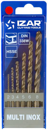 Συλλογή με 6 τρυπάνια αέρος HSSE 5% κοβαλτίου Ø2 - Ø8 χιλιοστών σε πλαστική κασετίνα
